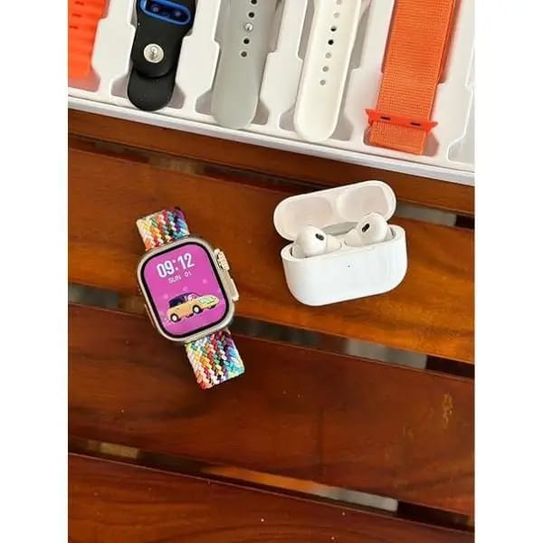 I20 Smartwatch Combo: Bluetooth Calling, Health Monitoring, Android & iOS Support – 10-in-1 Set (Watch, TWS Buds, Case, 7 Multi Straps) for Men & Women (BUY 1 GET 1 FREE)