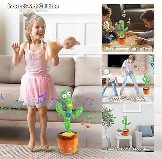 Cactus Toy | Rechargeable Toys Talking Cactus Baby Toys for Kids Dancing Cactus Toys Can Sing Wriggle & Singing Recording Repeat What You Say Funny Education Toys for Children Playing Home Decor for Kids