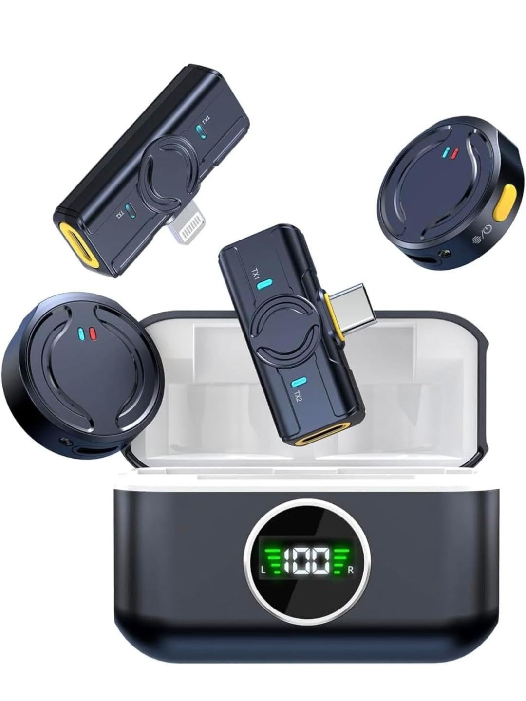 Wireless Button Microphone Q81 for iPhone & Android – Noise Cancelling Lavalier Mic with Charging Case