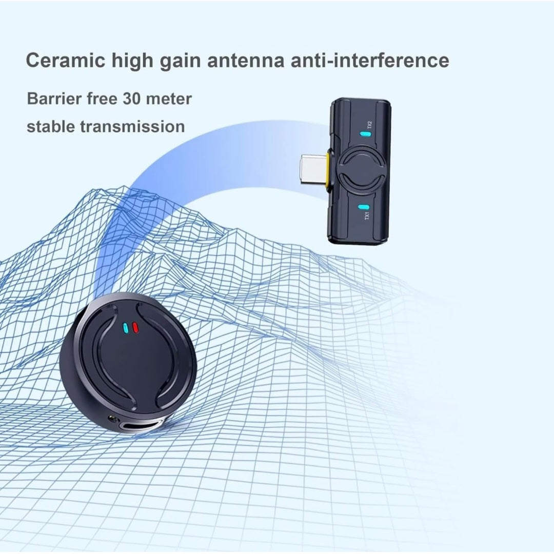 Wireless Button Microphone Q81 for iPhone & Android – Noise Cancelling Lavalier Mic with Charging Case