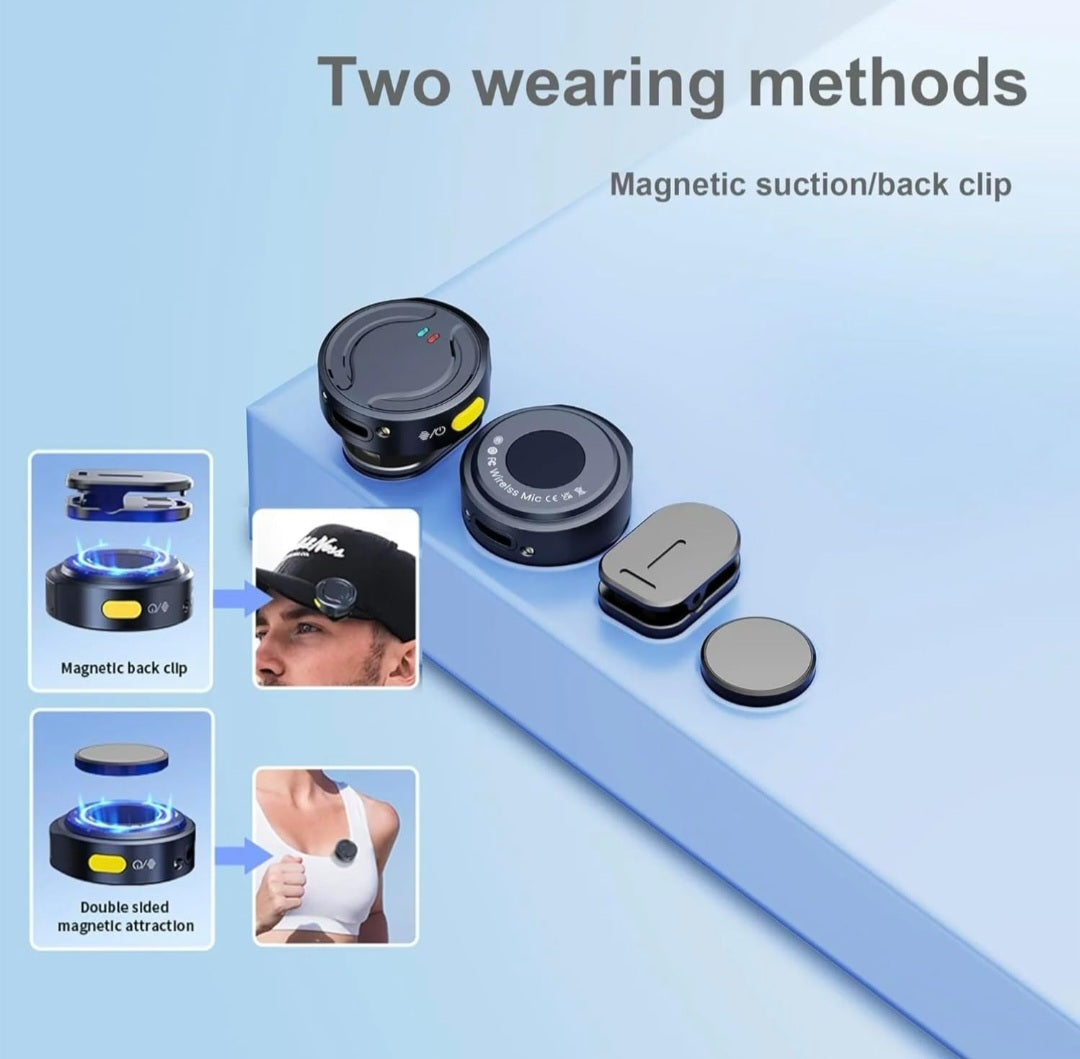 Wireless Button Microphone Q81 for iPhone & Android – Noise Cancelling Lavalier Mic with Charging Case